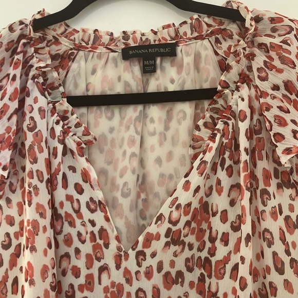 2/$40 BANANA REPUBLIC Red Animal Print Blouse - Picture 2 of 3